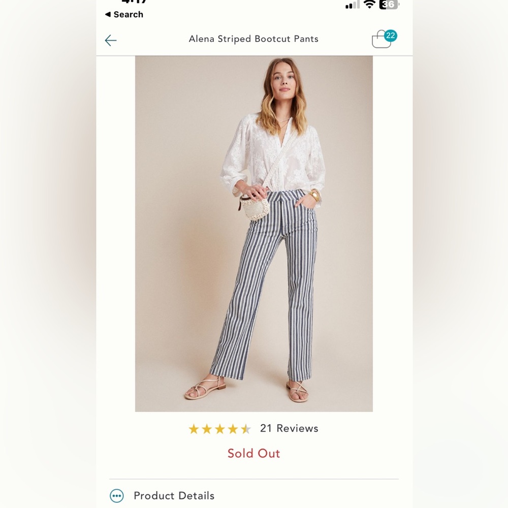 Anthropologie Alena stripped bootcut pants